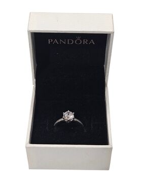 Pandora Moments CZ Solitaire Ring Size 48 Sterling Silver Promise Ring